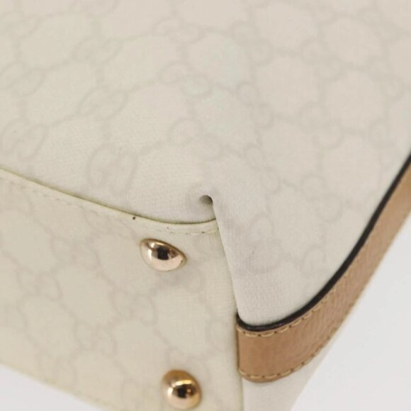 GUCCI GG Supreme Hand Bag PVC Leather Outlet White Gold 264210 Auth 159960 - Picture 12 of 16
